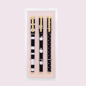 Kate Spade Fine Tip Pen Set with Acrylic Desk Organizer Tray, Dots and Stripes